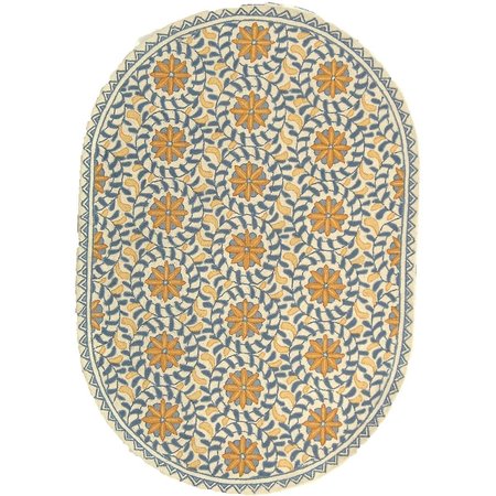 Safavieh Chelsea Hand Hooked Oval RugIvory & Blue 7 ft.-6 in. x 9 ft.-6 in. HK150A-8OV